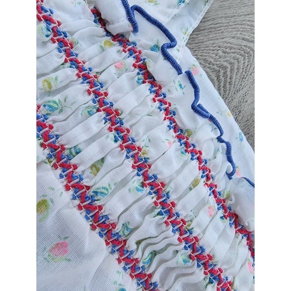 Vintage By Thomas One Piece Baby Girl Romper Size 24 Months Smocked Flowers 1970 - Picture 6 of 9